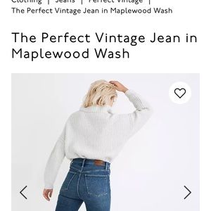 Madewell the Perfect Vintage Jean (Maplewood Wash)